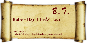 Boberity Timótea névjegykártya